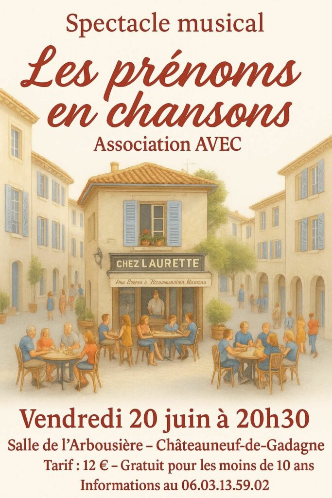 Affiche du spectacle les prénoms en chanson